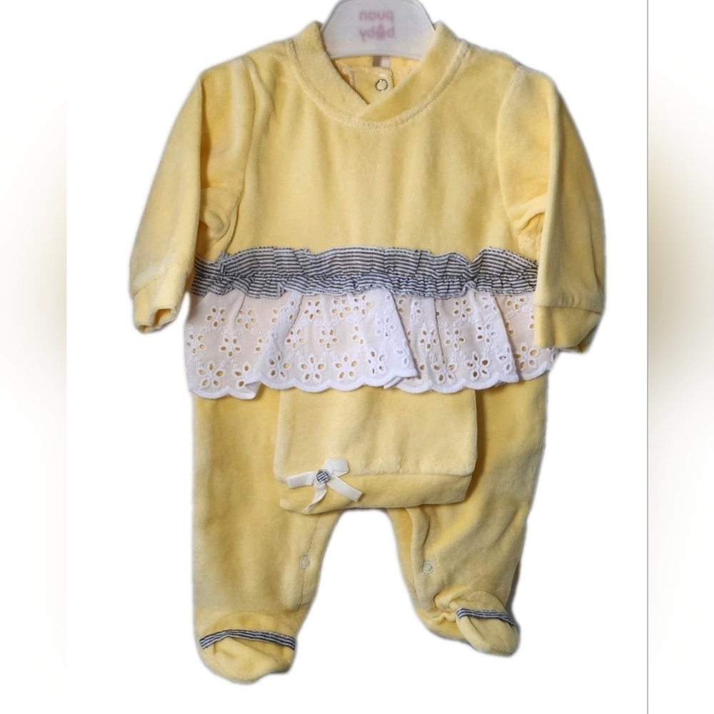 Baby Romper Footed 2-Pieces Set w/Hat Size 0-3 Months